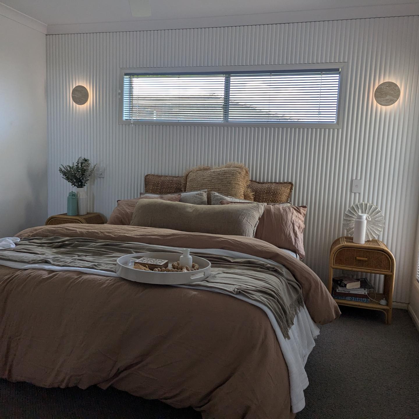 Master bedroom feature wall sconces